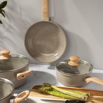 Imagem de Jogo de Panelas 5 Peças Marble Edition Light Grey Indução Cerâmica Oster