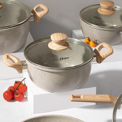 Imagem de Jogo de Panelas 5 Peças Marble Edition Light Grey Indução Cerâmica Oster