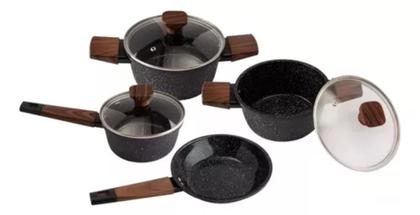 Imagem de Jogo De Panelas 7 Peças Cerâmica Fundo Triplo Fogão Indução