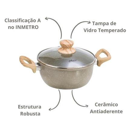 Imagem de Jogo de Panelas 7 Peças Premium Revestimento Cerâmico Antiaderente Indução Oster