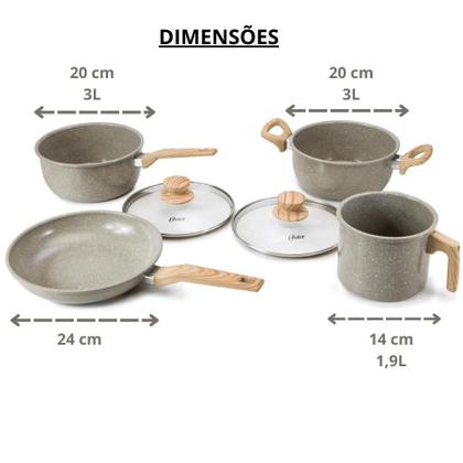 Imagem de Jogo de Panelas 7 Peças Premium Revestimento Cerâmico Antiaderente Indução Oster