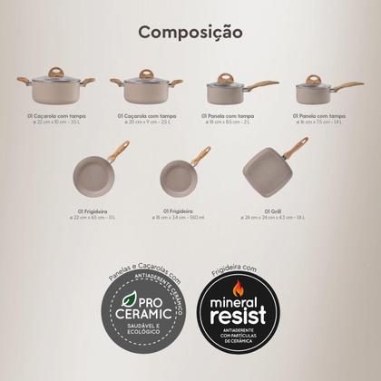 Imagem de Jogo de Panelas 7 peças Smart Plus Areia indução Brinox