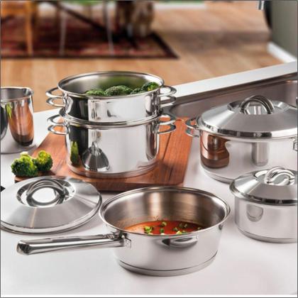 Imagem de Jogo de Panelas 7Peças Inox Fundo Triplo Tramontina Solar