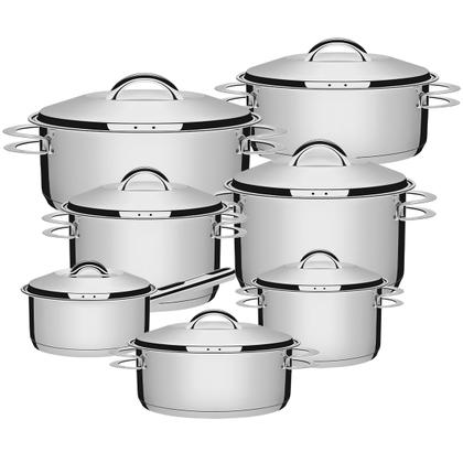 Imagem de Jogo De Panelas 8 Peças Inox Fundo Triplo Solar Tramontina