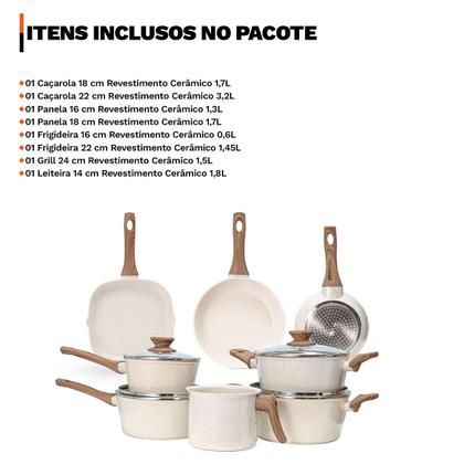 Imagem de Jogo de Panelas 8 Peças Premium 4mm Indução Revestimento Cerâmico