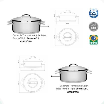 Imagem de Jogo De Panelas 9 Peças Inox Fundo Triplo Solar Tramontina
