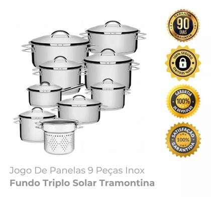 Imagem de Jogo De Panelas 9 Peças Inox Fundo Triplo Solar Tramontina