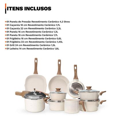 Imagem de Jogo de Panelas 9 Peças Premium 4mm Indução Revestimento Cerâmico