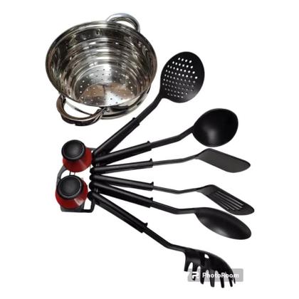 Imagem de Jogo de Panelas Aço Inox Original 19 Peças Acessórios com Fundo 9 Camadas Indução e Gás