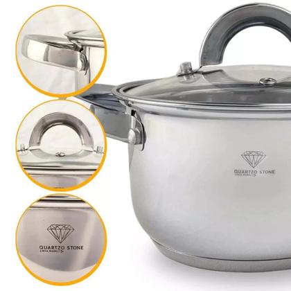 Imagem de Jogo de Panelas Aço Inox Original 19 Peças Acessórios com Fundo 9 Camadas Indução e Gás