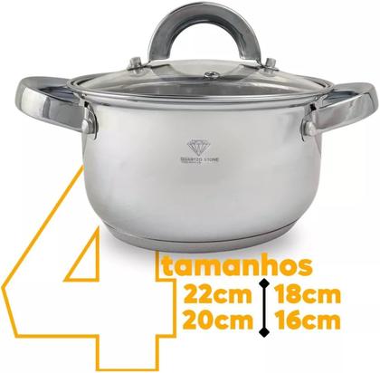 Imagem de Jogo De Panelas Alemãs de Aço Cirurgico Inox 19 Peças