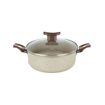 Imagem de Jogo de Panelas Antiaderente 10 Peças Baunilha Com Tampa de Vidro