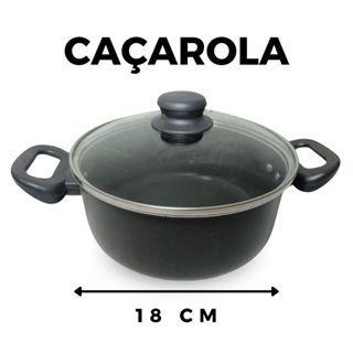 Imagem de Jogo de Panelas Antiaderente 10 Peças Teflon Conjunto Preto Kit Tampa de Vidro Panela de Pressão