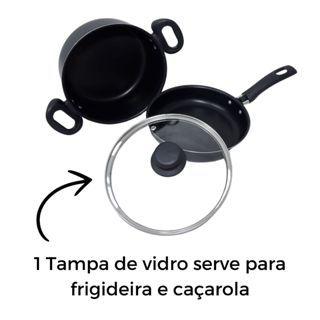 Imagem de Jogo de Panelas Antiaderente 10 Peças Teflon Conjunto Preto Kit Tampa de Vidro Panela de Pressão