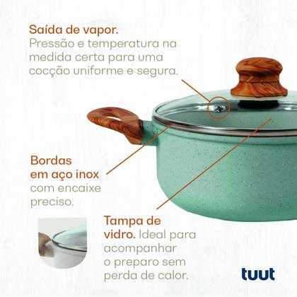 Imagem de Jogo de Panelas Antiaderente Alumínio Indução Ecoglide Tuut 5 Peças Marble