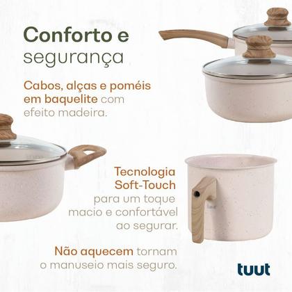 Imagem de Jogo de Panelas Antiaderente Alumínio Indução Ecoglide Tuut 5 Peças Vanilla