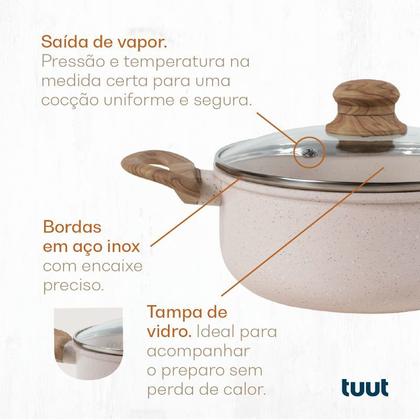 Imagem de Jogo de Panelas Antiaderente Alumínio Indução Ecoglide Tuut 5 Peças Vanilla