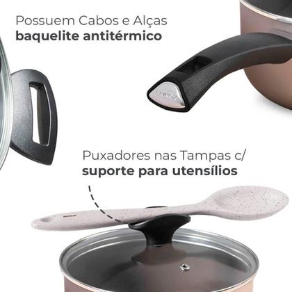 Jogo de Panelas Antiaderente Ceramic Life Essence Champanhe 5