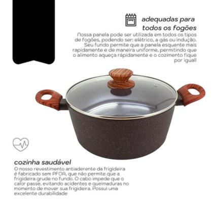 Imagem de Jogo de Panelas Antiaderente Ceramica Cooktop Fogão Indução Kit 4 Peças Conjunto Marmol