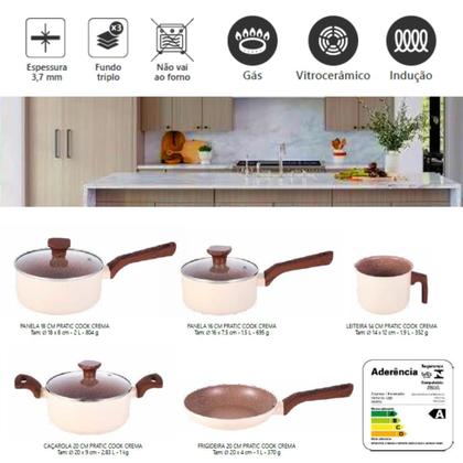 Imagem de Jogo de Panelas Antiaderente Cerâmica Cooktop Fogão Indução Kit 5 Peças Conjunto