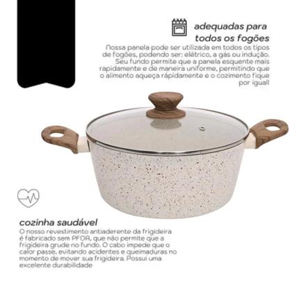 Imagem de Jogo de Panelas Antiaderente Ceramica Cooktop Fogão Indução Kit 8 Peças Conjunto Marmol