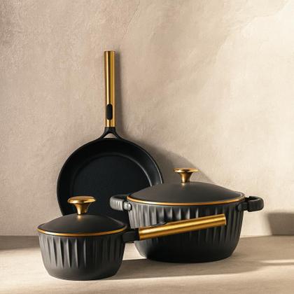 Imagem de Jogo de Panelas Antiaderente Cerâmica Kit 4 Peças Indução Concept Gold