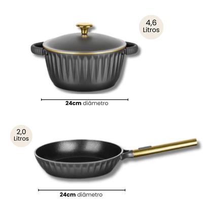 Imagem de Jogo de Panelas Antiaderente Cerâmica Kit 4 Peças Indução Concept Gold