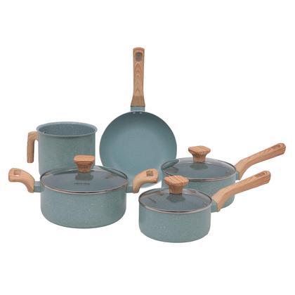 Imagem de Jogo De Panelas Antiaderente Cerâmica Mimo Style 5 Peças Green Panelas Caçarola Frigideira e Leiteira Cor Verde