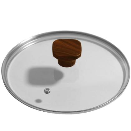 Imagem de Jogo de Panelas Antiaderente Cerâmica Por Indução 4 Peças Tampa Vidro Carvalho com INMETRO  Clink