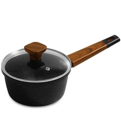 Imagem de Jogo de Panelas Antiaderente Cerâmica Por Indução 4 Peças Tampa Vidro Carvalho com INMETRO  Clink