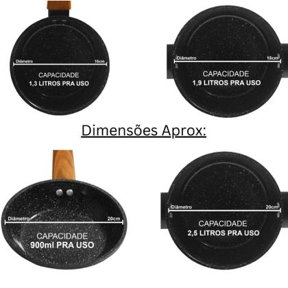 Imagem de Jogo de Panelas Antiaderente Cerâmica Por Indução 4 Peças Tampa Vidro Carvalho com INMETRO  Clink