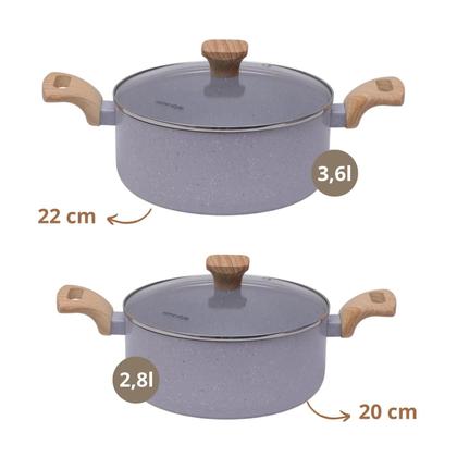 Imagem de Jogo de Panelas Antiaderente Cerâmico Fogão Indução Kit 10 Peças Pratic Cook Marmol