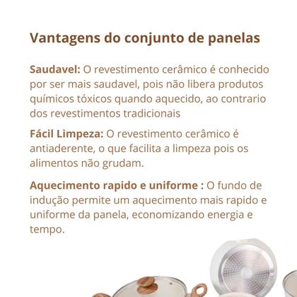 Imagem de Jogo de Panelas Antiaderente Cerâmico Fogão Indução Kit 12 Peças Vanilla Cook Marmol