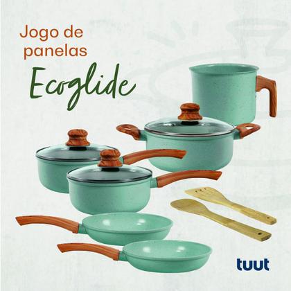 Imagem de Jogo De Panelas Antiaderente Cerâmico Indução Fundo Triplo Tuut Ecoglid 8 Peças Marble