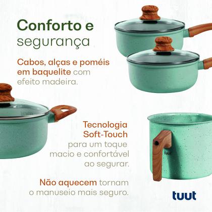 Imagem de Jogo De Panelas Antiaderente Cerâmico Indução Fundo Triplo Tuut Ecoglid 8 Peças Marble