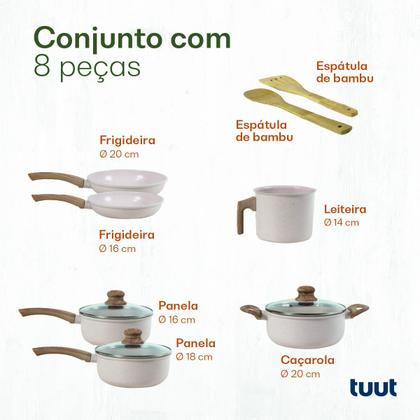 Imagem de Jogo De Panelas Antiaderente Cerâmico Indução Fundo Triplo Tuut Ecoglid 8 Peças