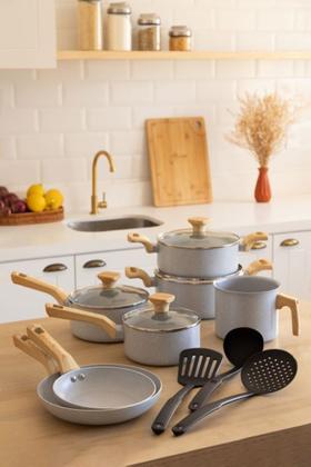 Imagem de Jogo De Panelas Antiaderente Fogão Indução Cerâmica 10 Peças Mimo