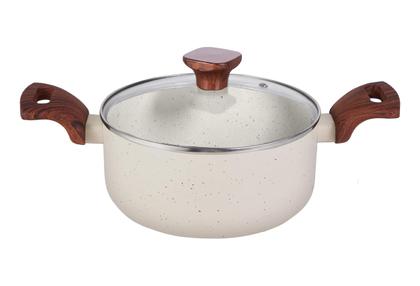 Imagem de Jogo De Panelas Antiaderente Indução 10 Peças Fundo Triplo Pratic Cook Marmol Vanilla Mimo Style