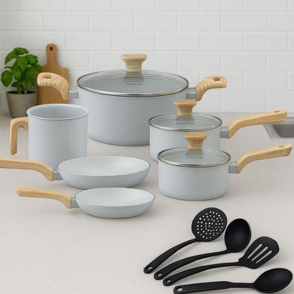 Imagem de Jogo De Panelas Antiaderente Pratic Cook Grafite Indução Mimo Style Cerâmica 10 Peças