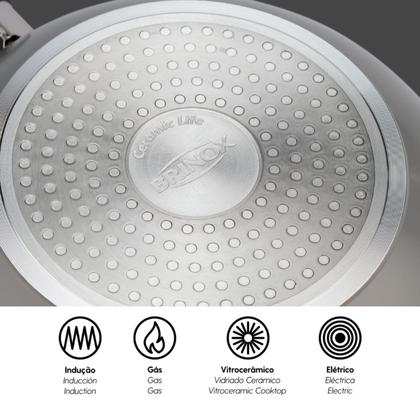 Imagem de Jogo de Panelas Antiaderentes 5 Peças Indução Ceramic Life Optima Marble Brinox - Cinza