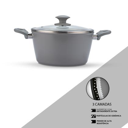 Imagem de Jogo de Panelas Antiaderentes 5 Peças Indução Ceramic Life Optima Marble Brinox - Cinza