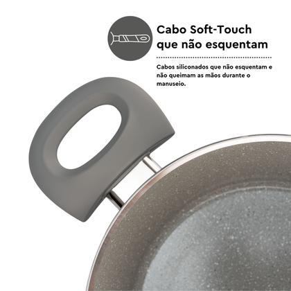 Imagem de Jogo de Panelas Antiaderentes 5 Peças Indução Ceramic Life Optima Marble Brinox - Cinza