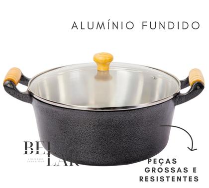 Imagem de Jogo de panelas batida aluminio fundido grossa 5pçs preta
