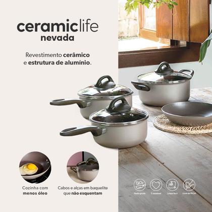 Imagem de Jogo de Panelas Brinox 10 Peças Ceramic Life Nevada Champanhe