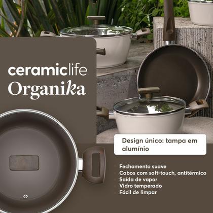 Imagem de Jogo de Panelas Brinox Antiaderente Ceramic Life 5 Peças Organika com Indução Nata
