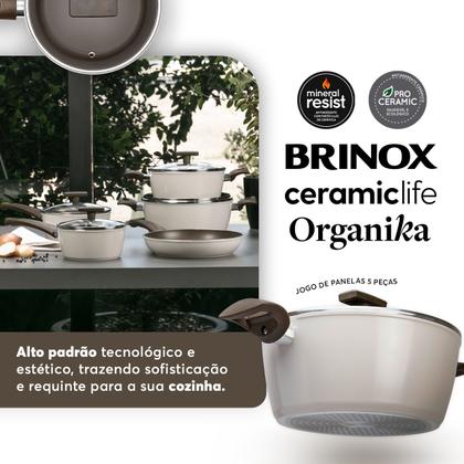 Imagem de Jogo de Panelas Brinox Antiaderente Ceramic Life 5 Peças Organika com Indução Nata