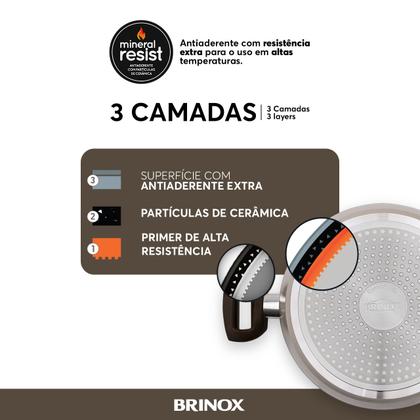 Imagem de Jogo de Panelas Brinox Antiaderente Ceramic Life 5 Peças Organika com Indução Nata