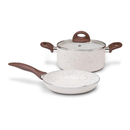 Imagem de Jogo de Panelas Brinox Antiaderente Ceramic Life 5 Peças Smart PLus Vanilla