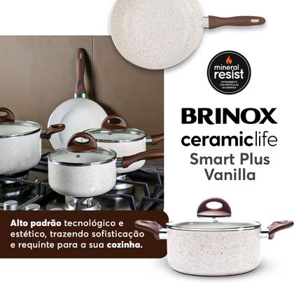 Imagem de Jogo de Panelas Brinox Antiaderente Ceramic Life 5 Peças Smart PLus Vanilla