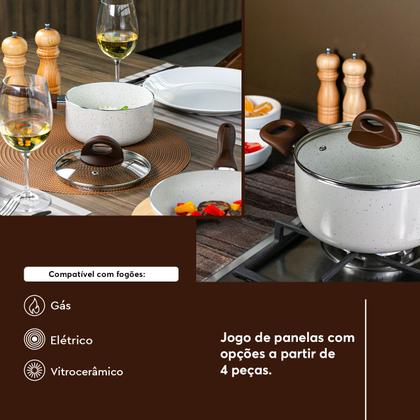 Imagem de Jogo de Panelas Brinox Antiaderente Ceramic Life 5 Peças Smart PLus Vanilla